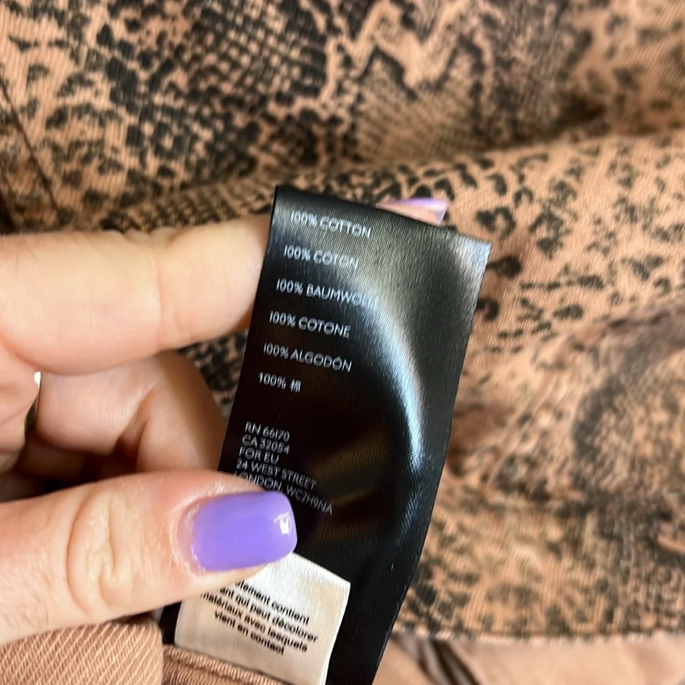 Free People Brown & Black Snakeskin‎ Print Denim Jacket- S - Picture 7 of 8